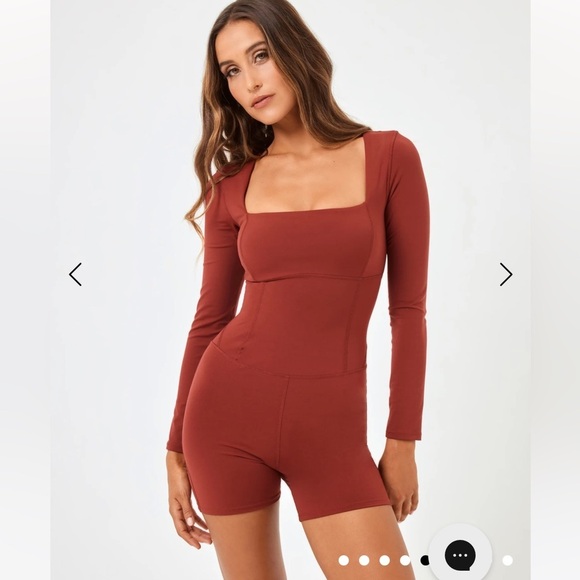 New L Space Alister Romper Umber Long Sleeve Athletic Yoga Gym Active Medium - Picture 7 of 16